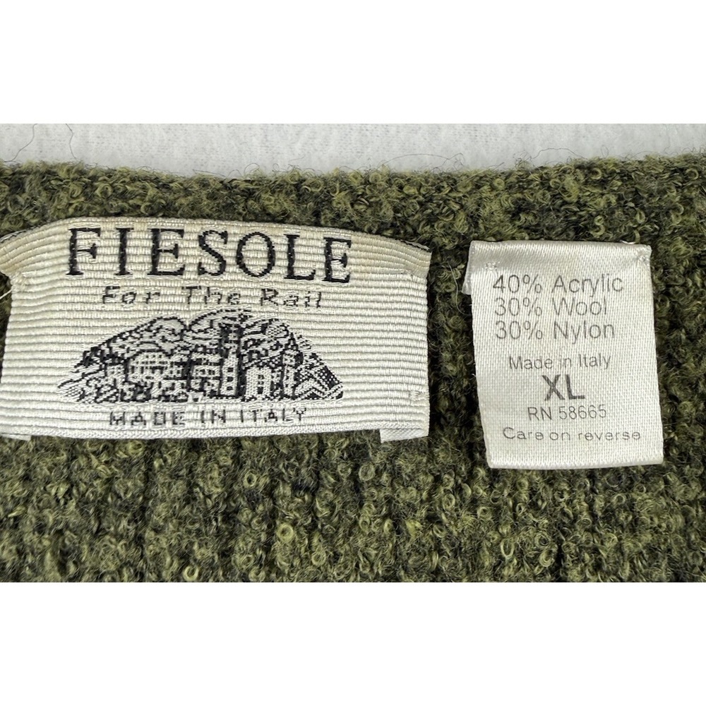 Fiesole Men's XL Green V Neck Sweater Italy Wool Blend - Picture 2 of 6